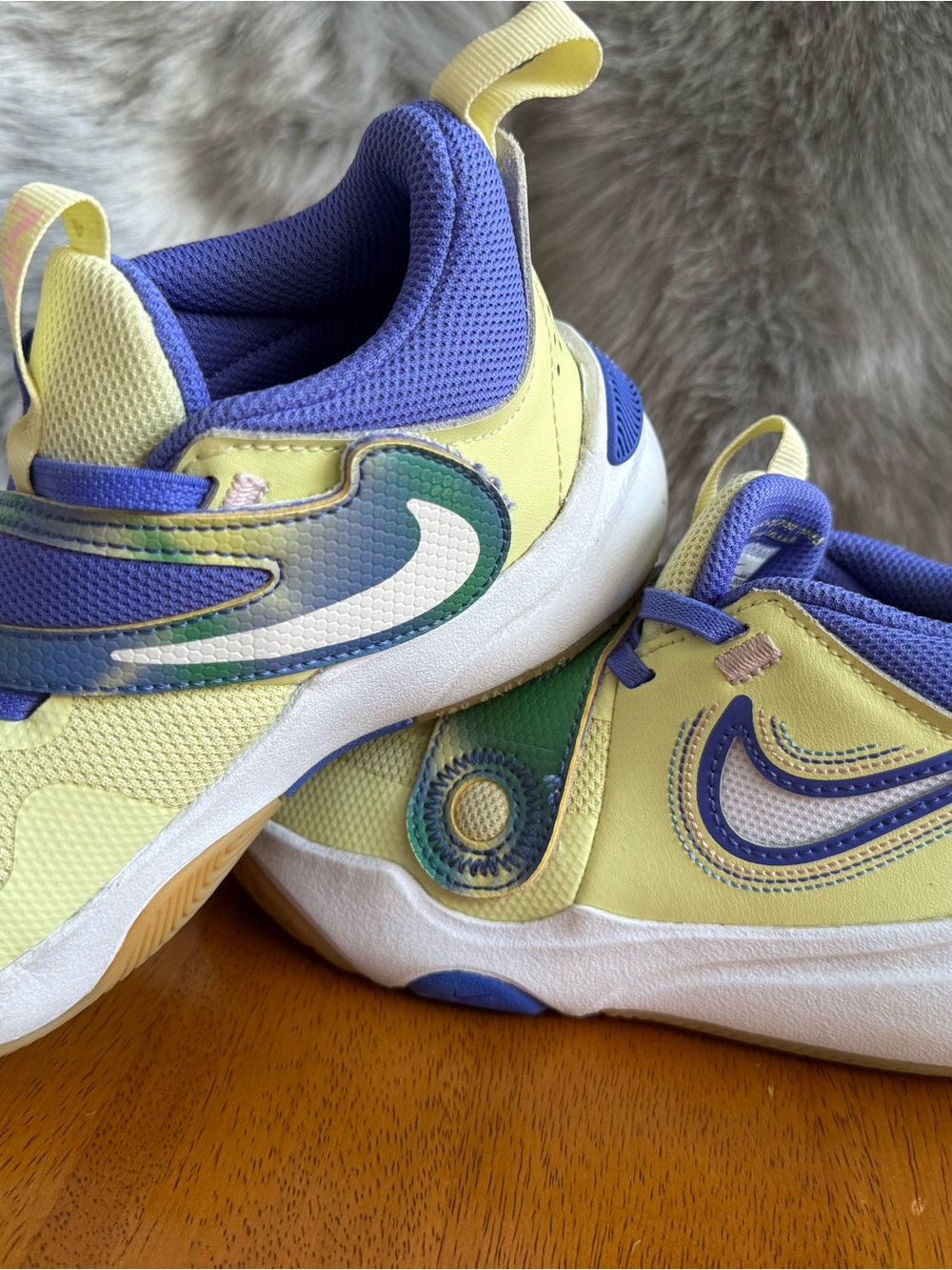 Nike Kids Yellow & Purple Sneakers - Picture 2 of 4